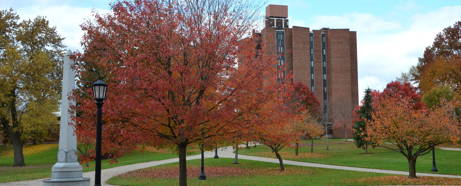 The Elmira College campus with The Towers in the distance