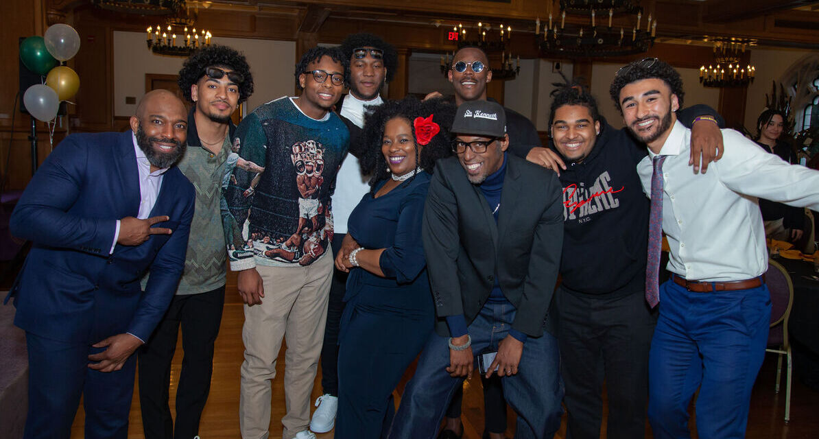 Students pose for a picture during the Black Student Union banquet