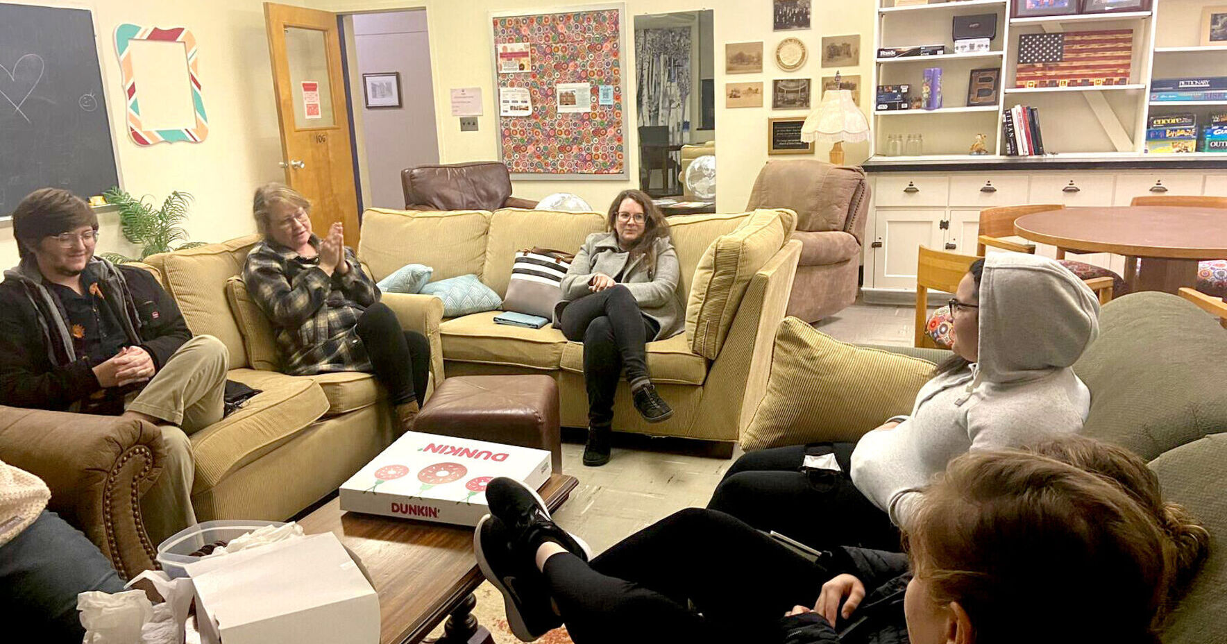 Advisors meet with students during a FIGHT Club meeting