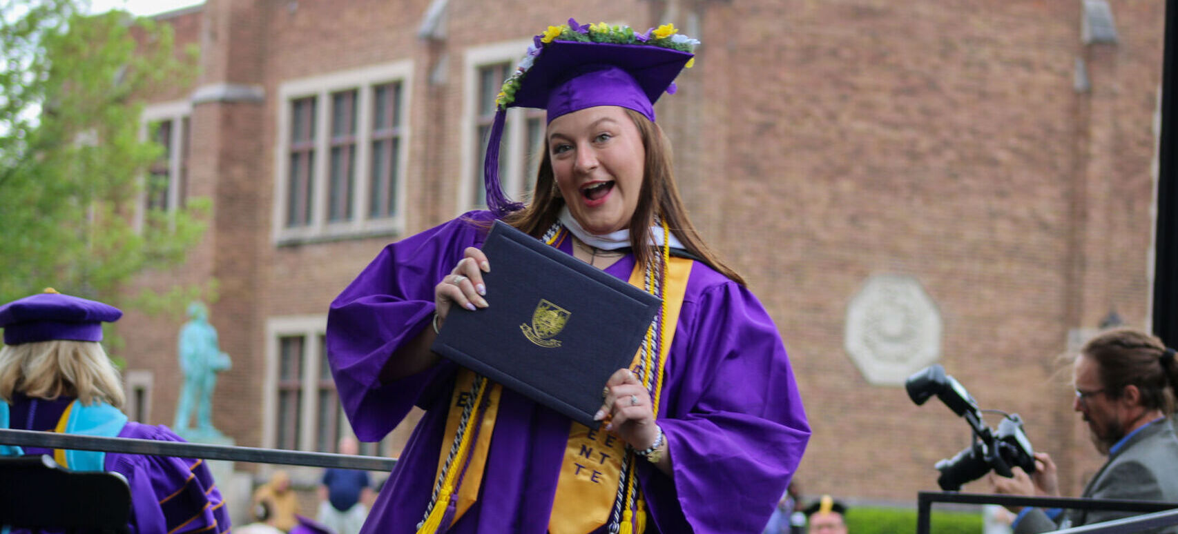 Female student in cap and gown
